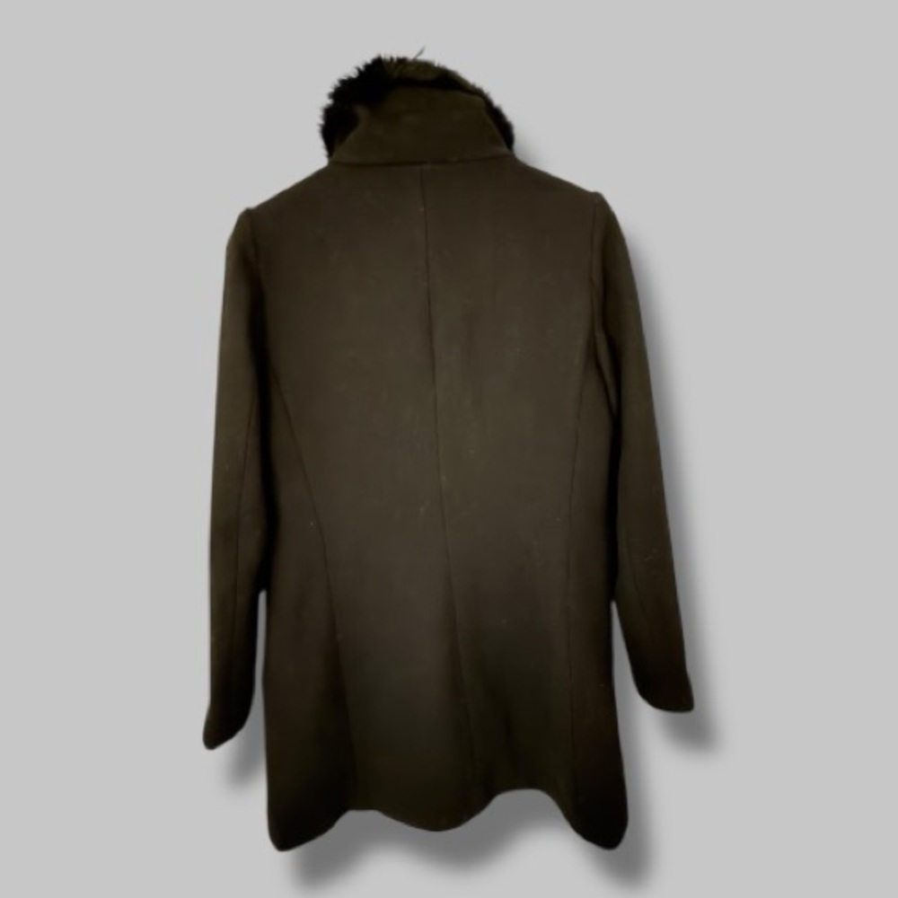 Zara Black Faux Fur Collar Coat Medium - Picture 3 of 7